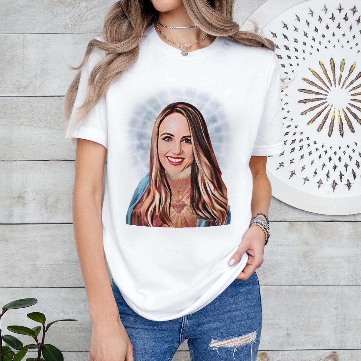 Maglietta Personalizzata con Aureola e Viso