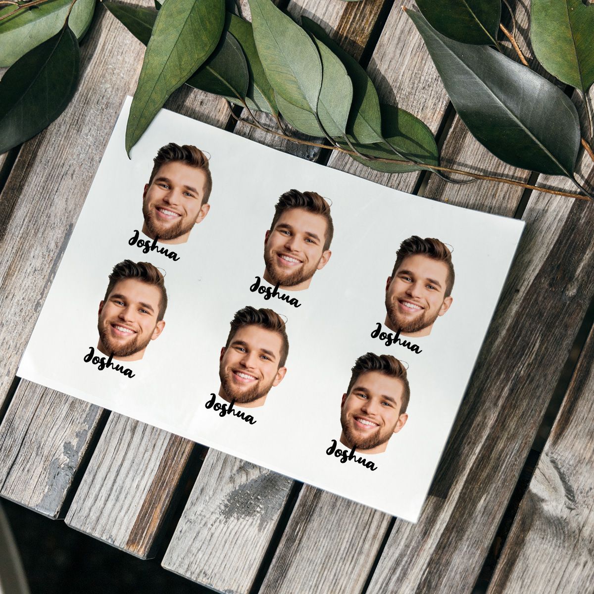 Set di 6 Tatuaggi Personalizzati con Faccia e Testo