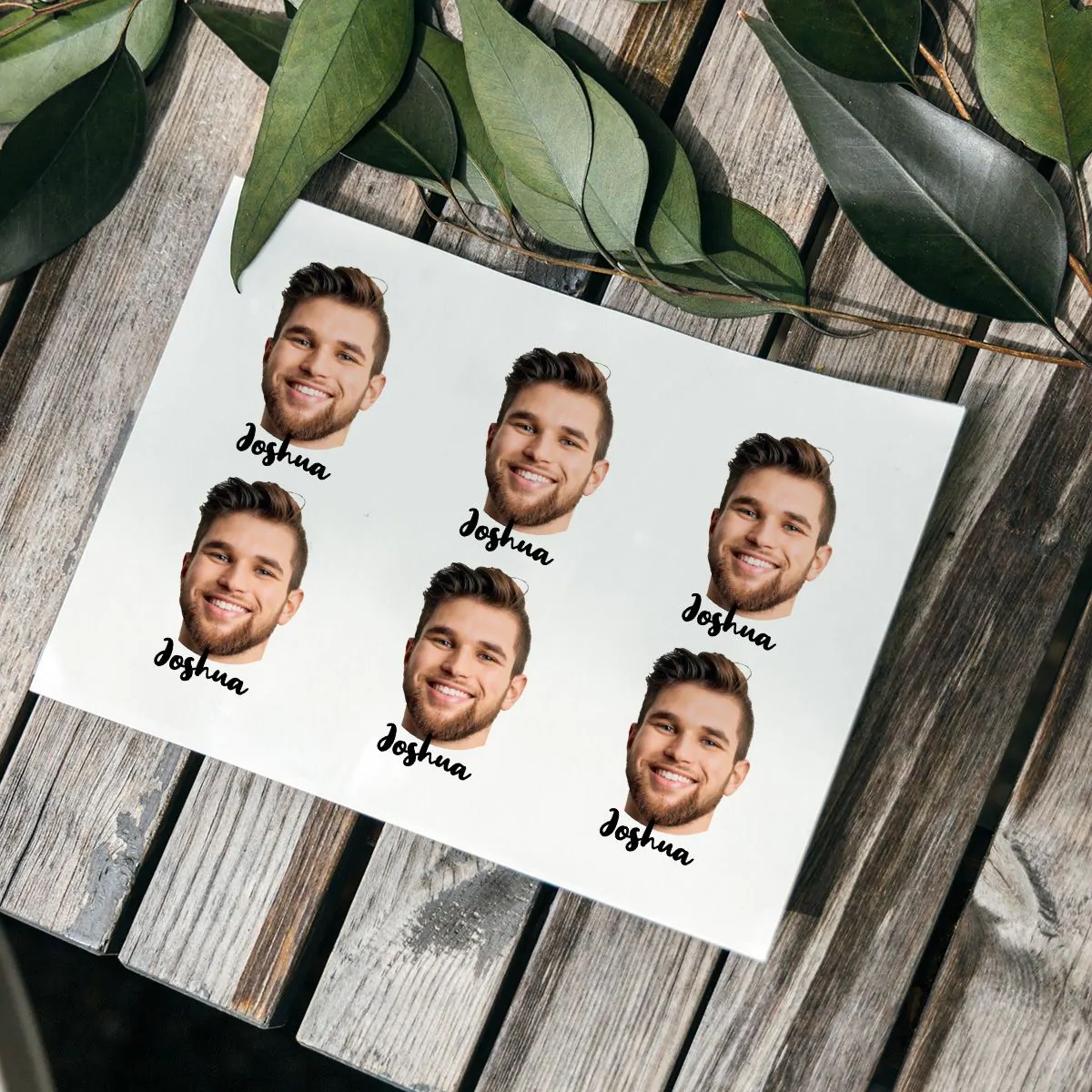 Set di 6 Tatuaggi Personalizzati con Faccia e Testo