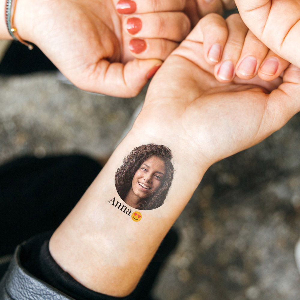 Set di 6 Tatuaggi Personalizzati con Faccia e Testo
