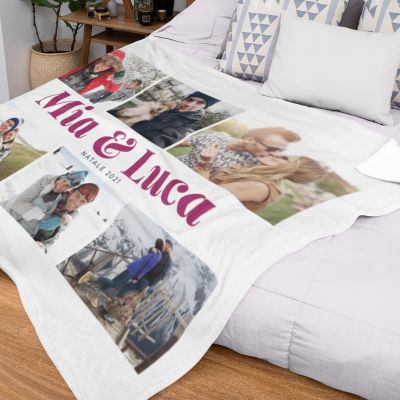 Coperta Personalizzata con 6 Foto e Testo Coperta Personalizzata con 6 Foto e Testo