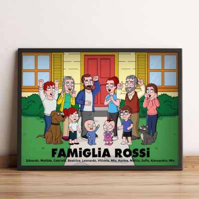 Quadro Personalizzato Illustrazione Famiglia Serie Animata