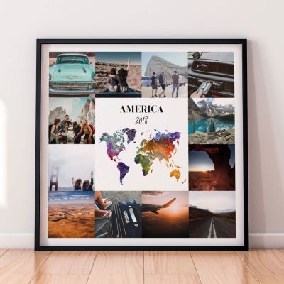 Poster di viaggio personalizzabile con 12 foto Poster di viaggio personalizzabile con 12 foto
