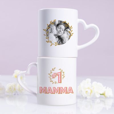 Tazza Migliore Mamma con Manico a forma di Cuore e Foto Tazza Migliore Mamma con Manico a forma di Cuore e Foto