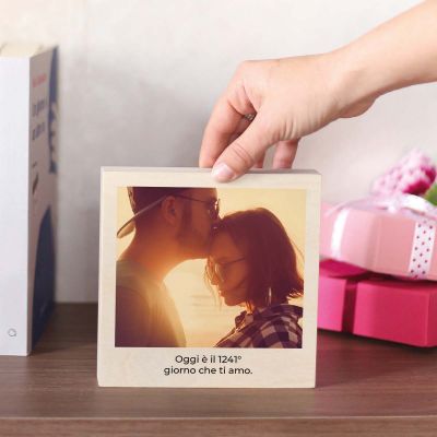 Stampa su Legno Quadrato con Foto e Testo Stampa su Legno Quadrato con Foto e Testo