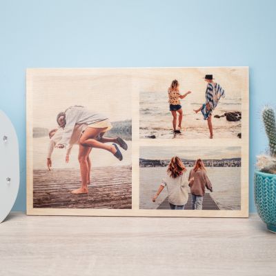 regali di compleanno per i 30 anni stampa su legno con 3 foto