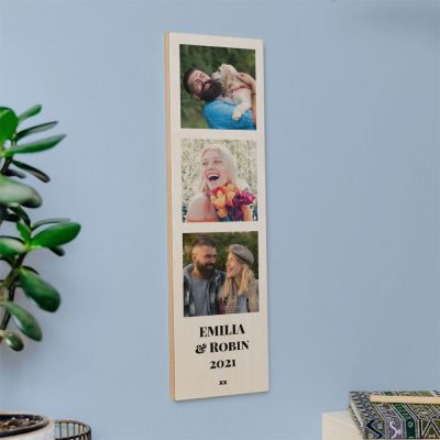 Stampa su Legno Allungato con 3 Foto e Testo Stampa su Legno Allungato con 3 Foto e Testo