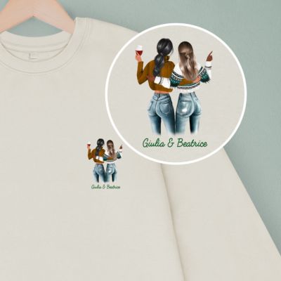 Felpa Personalizzata con Illustrazione di due Amiche