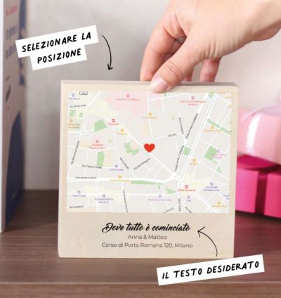 Blocco di Legno Personalizzato con Mappa Dove Tutto è Iniziato