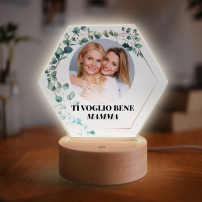 Lampada LED Foglie Personalizzata con Foto e Testo