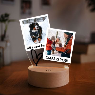 regali con nome lampada LED personalizzata con design a polaroid