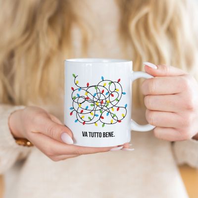 Tazza Personalizzata con Lucine di Natale e Testo