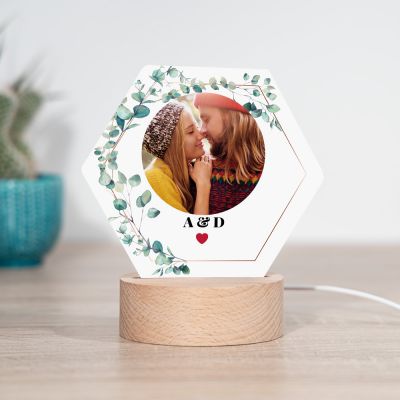 regalo di san valentino per lei lampada LED foglie con foto e testo