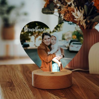 Lampada Personalizzata a forma di Cuore con Foto e Testo