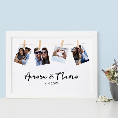 Poster Personalizzato con Foto Appese e Testo Poster Personalizzato con Foto Appese e Testo