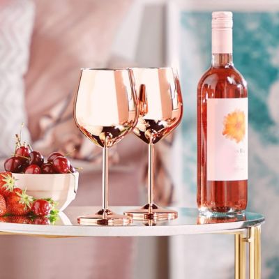 Bicchieri da Vino Oro-Rosa Set da 2