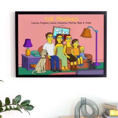 Quadro Personalizzato Illustrazione di Famiglia Cartoni Animati