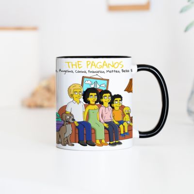 Tazza Personalizzata con Illustrazione della Famiglia dei Cartoni Animati