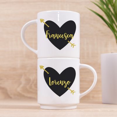 Tazza Impilabile con Cuore e Testo Tazza Impilabile con Cuore e Testo