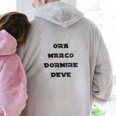 Coperta con Cappuccio Personalizzata con Frase