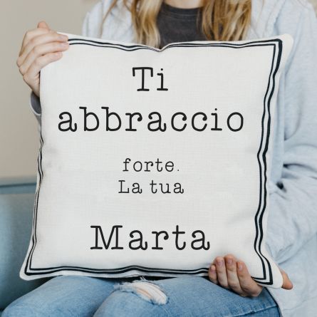 Federa per Cuscino con Cornice e Testo