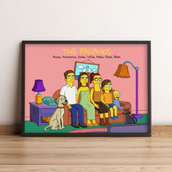 Quadro Personalizzato Illustrazione di Famiglia Cartoni Animati