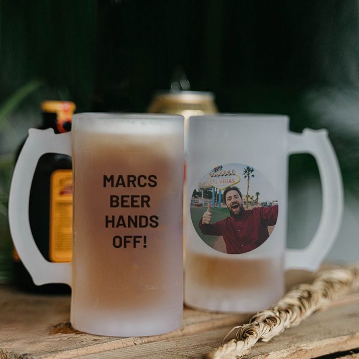 GFD Boccale Birra Personalizzato Con Foto - Capacità 0,5 Litri Ceramica Con Riga Oro - Foto 4