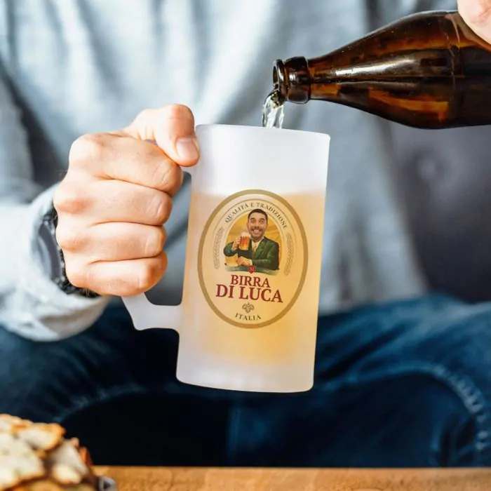Boccale da birra personalizzata con incisione – Bicchiere da birra con nome  per papà – Boccale da birra con manico – Idea regalo per compleanno –