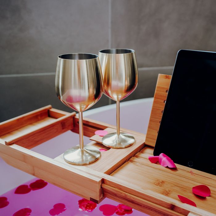 Oro VonShef Set di 2 bicchieri da vino in acciaio inox infrangibili 