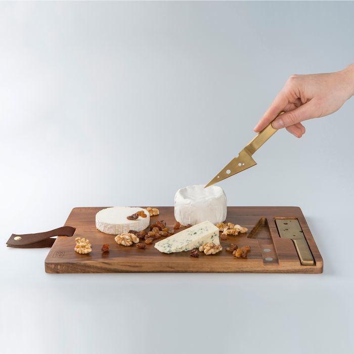 tagliere per formaggio con piastra in ardesia coltello per formaggio e forchetta 3 pezzi Set regalo per formaggio di alta qualità 