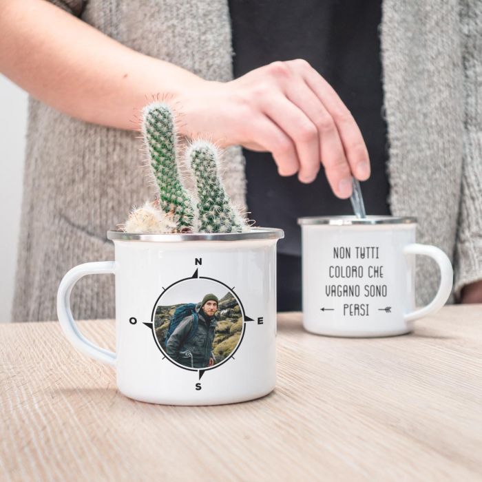 Tazza in Metallo Bussola Personalizzata con Foto e Testo main product photo