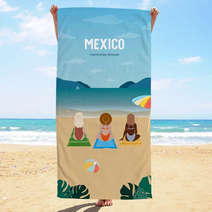 Telo Mare Personalizzato Illustrazione di Amiche in Spiaggia