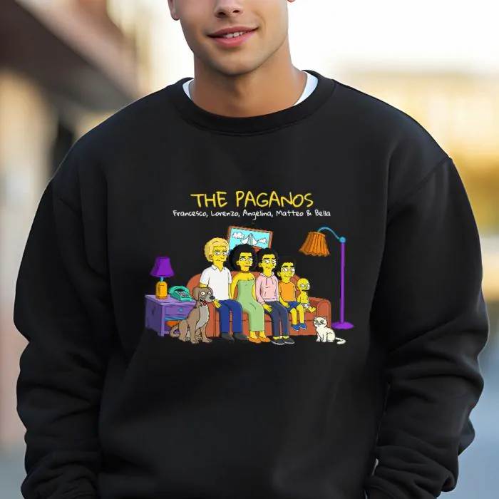Felpa Personalizzata Illustrazione Famiglia Cartone Animato Troppotogo