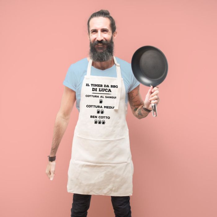 Grembiule da Cucina Personalizzabile con Timer da Barbecue 
