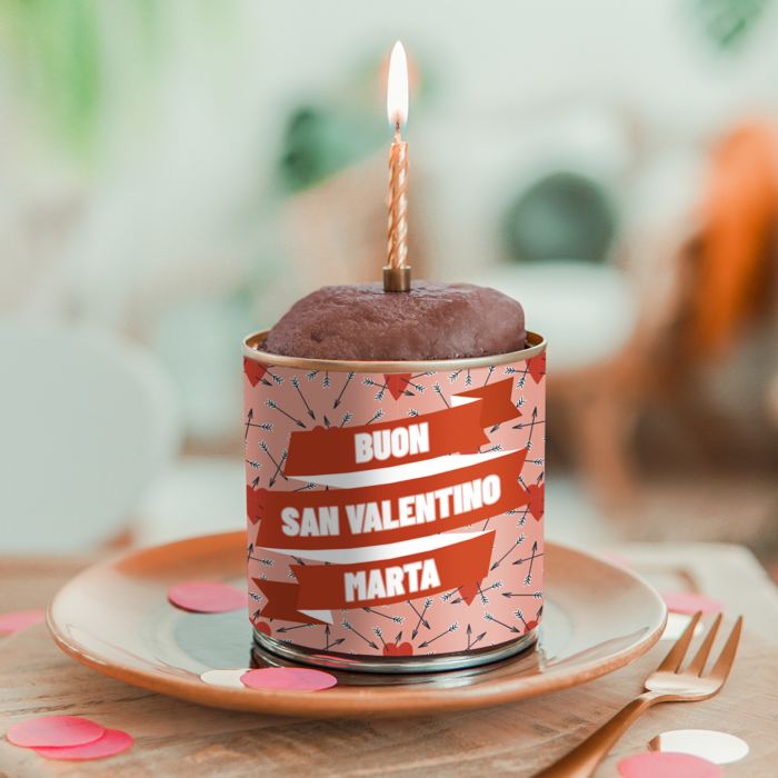 regali di san valentino torta in lattina con testo