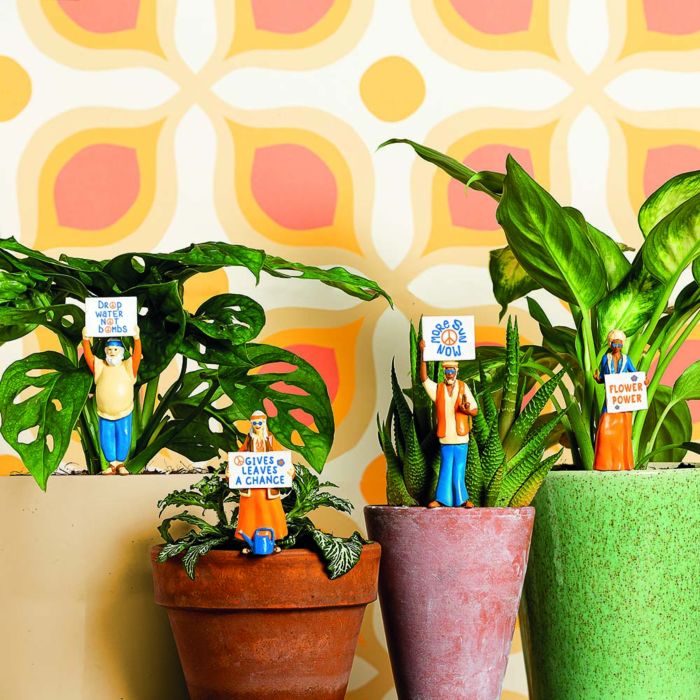 Set di 4 Figurine per Piante Hippie