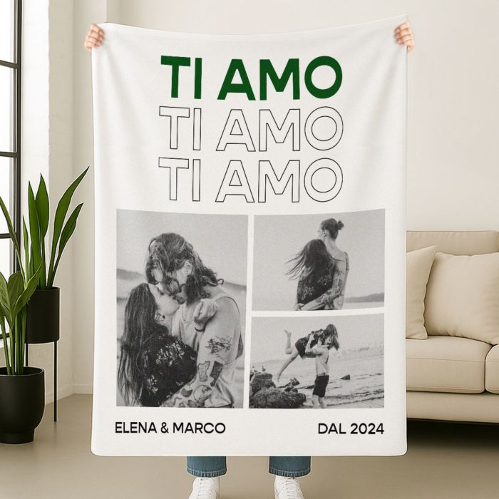 Coperta Personalizzata con Foto in Bianco e Nero e Testo