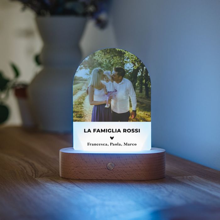 Lampada LED Personalizzata Foto con Testo e Cuore