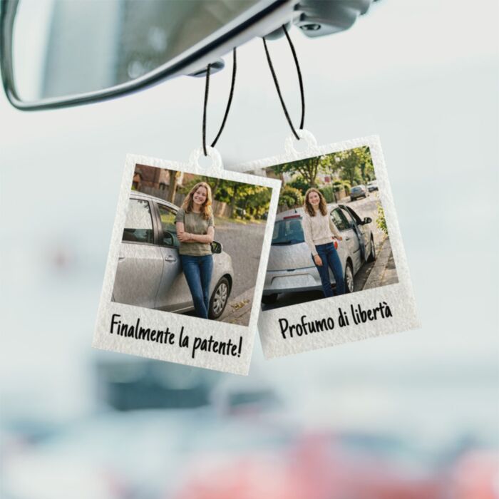 Profumatore Auto Personalizzato in Stile Polaroid Set da 2 - Design