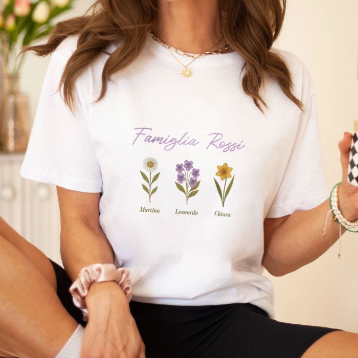 Maglietta Personalizzata con Fiori di Nascita
