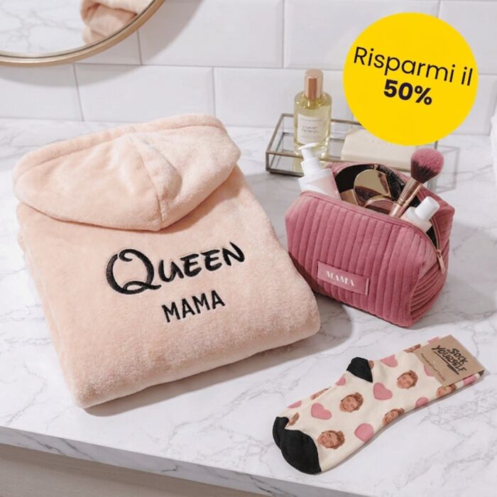 Set regalo pochette, accappatoio e calzini