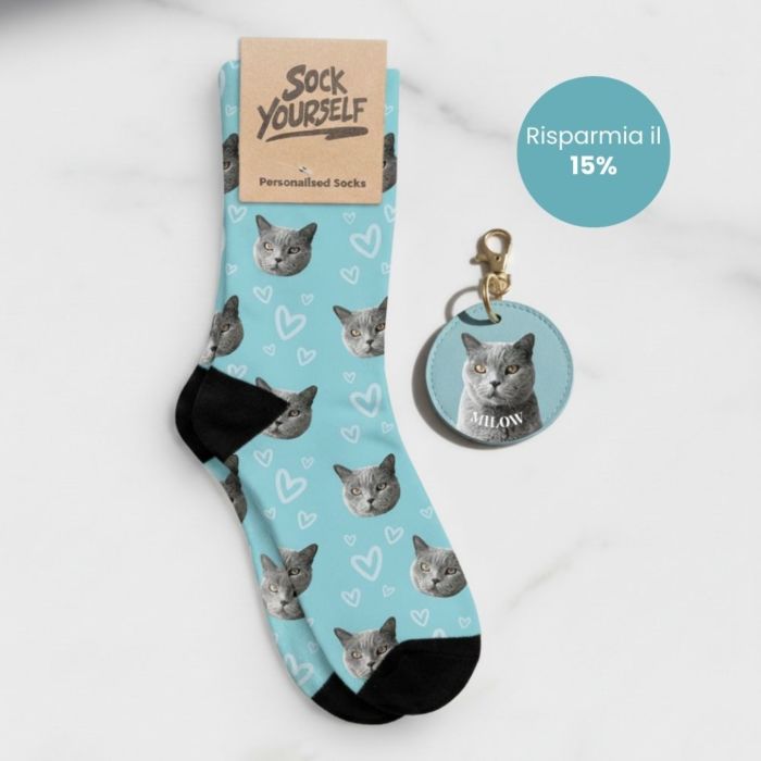 Set regalo calzini con animali domestici e portachiavi