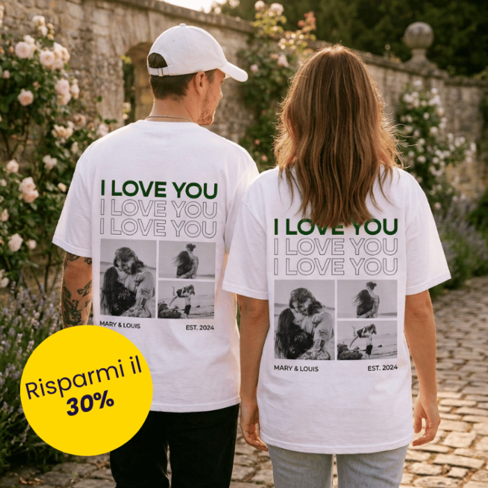 Set regalo 2 T-shirt con foto in bianco e nero e testo