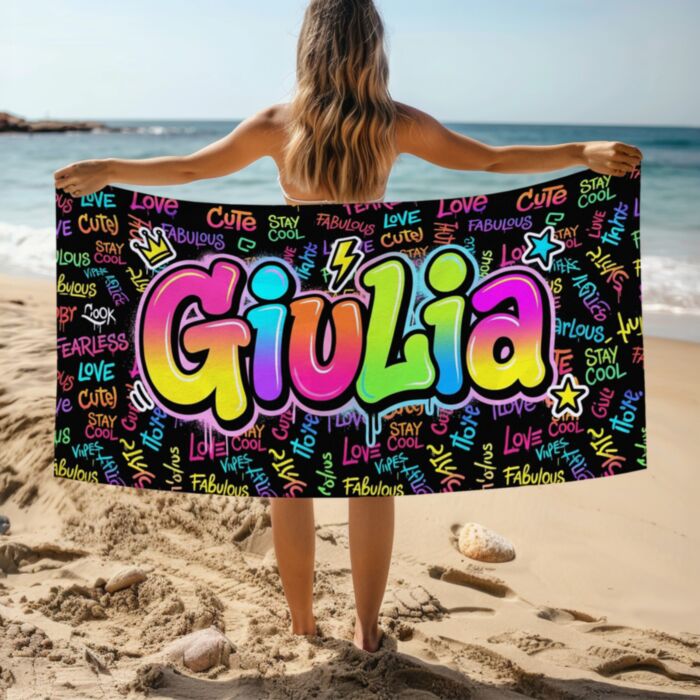 Asciugamani Personalizzati con Nome in Stile Graffiti