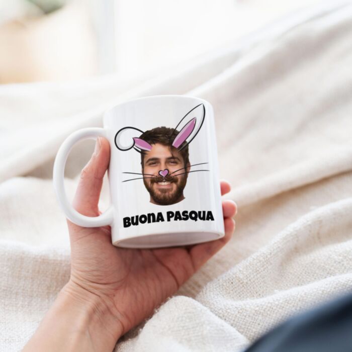 Tazza Coniglio di Pasqua Personalizzata con Faccia