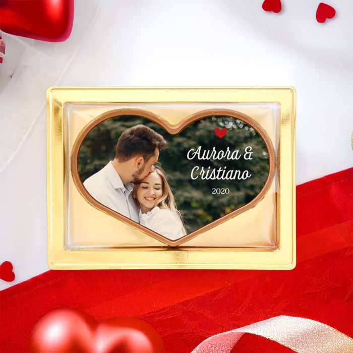 Cioccolatini Personalizzati a forma di Cuore con Foto e Testo