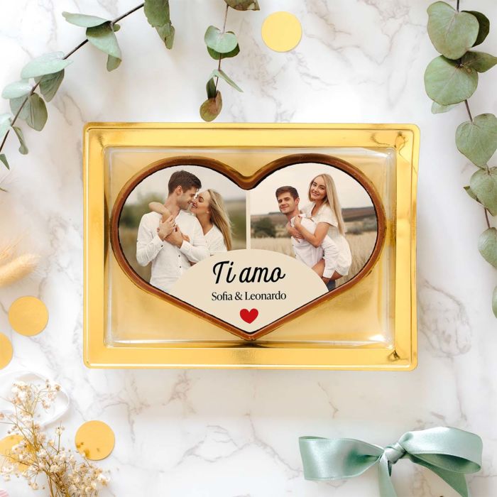 Cioccolatini Personalizzati a forma di Cuore con due Foto e Testo