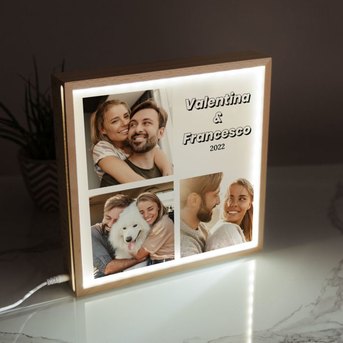 Light Box Personalizzata con 3 Foto e Testo