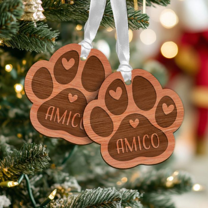 Pendente in Legno Personalizzato Zampe Set da 2