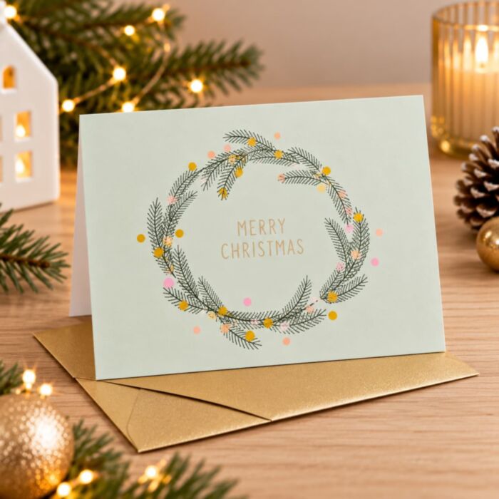 Biglietto di Natale con Ghirlanda
